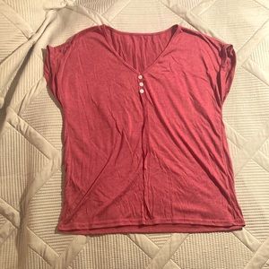 PINK PJ TOP- false buttons, never worn